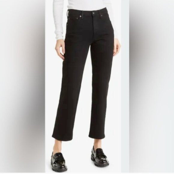 rag & bone Denim - Rag & Bone Harlow Mid-Rise Straight Black Jeans Ankle Women's Sz 25